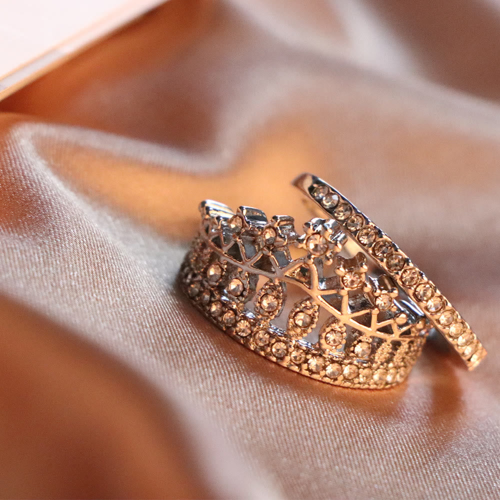 "Sweet Luxuries" 2-Piece Crown Ziracon Ring Set