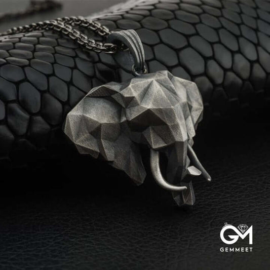 Mens Origami Elephant Necklace