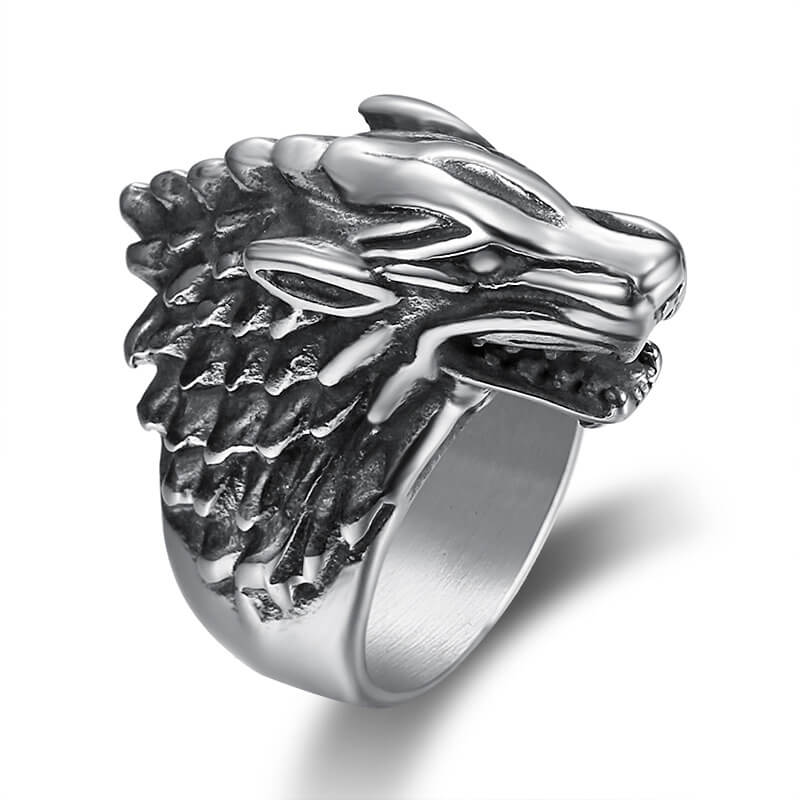 Direwolf Vintage Stainless Steel Ring for Men