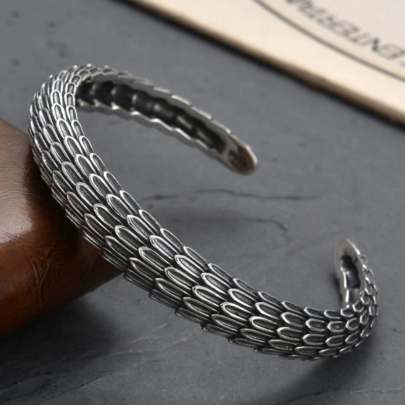 Men's Vintage Dragon Scale Against Scale Bracelet