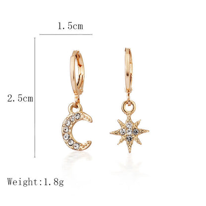 Women's Moon Star Celestial Hoop Earrings