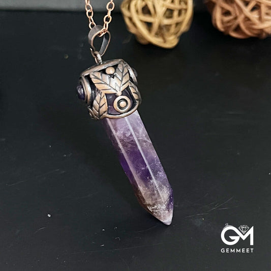 Crystal Amethyst Hexagon Necklace