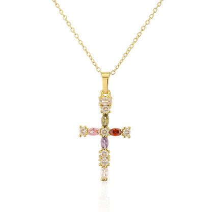 3 Style Full Stones Cross Pendant Necklace