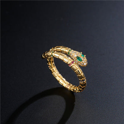 Golden Layers Snake Shape Band Ring