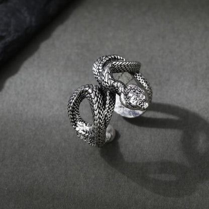 New Python Ring Dark Punk Style Three-dimensional Snake Ring Snake Winding Open Ring