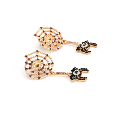 Halloween Spider Web Earrings Full Paved Zircon Spider Earrings Retro Fashion Insect Earrings