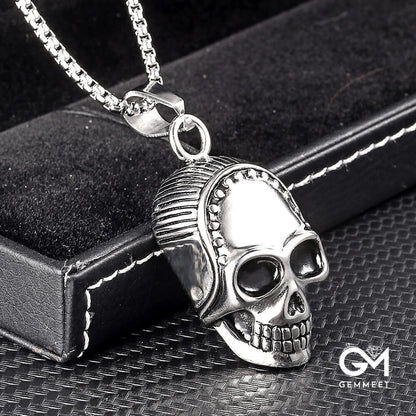 Vintage Skull Drop Oil Pendant Necklace