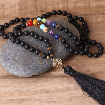 Colorful Stone Rainbow Fringe Necklace