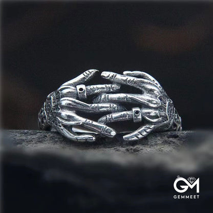 Retro Men's Skeleton Hand Ring