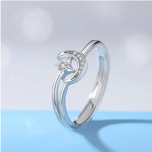 Star and Moon Wishing Couple Ring