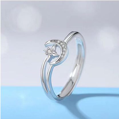 Star and Moon Wishing Couple Ring