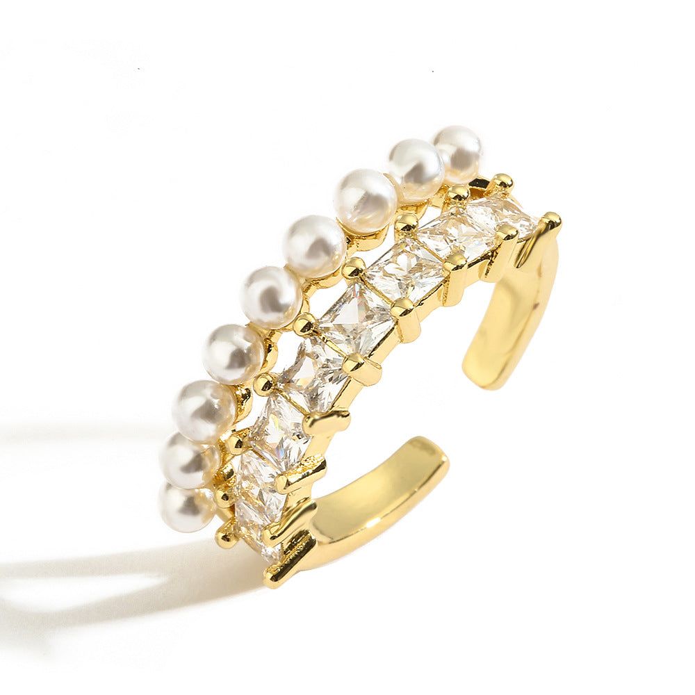 Full Stones & Pearls Special Type Ring