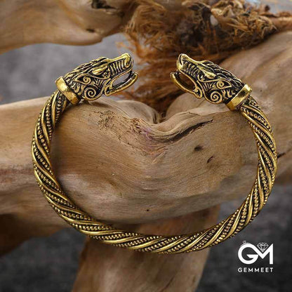 Woven Viking Vintage Wolf Head Tiger Head Bracelet