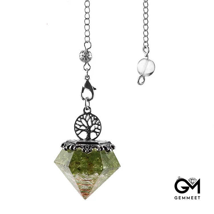 Crystal Geometric Tree of Life Pendulum