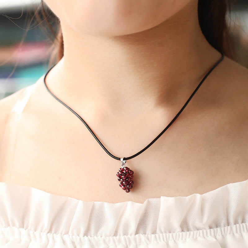 Natural Garnet Grape Shape Necklace