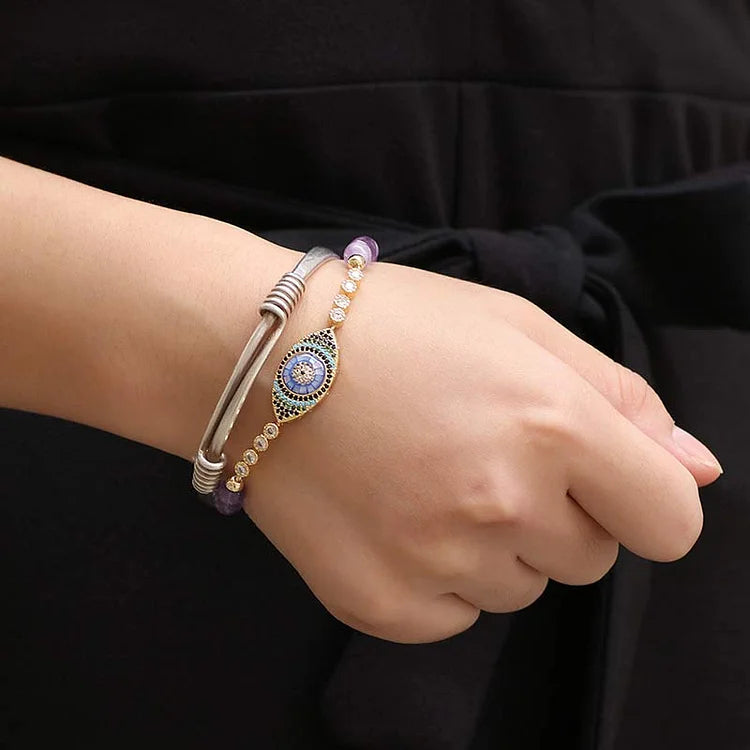 Amethyst Evil Eye Symbol Healing Bracelet