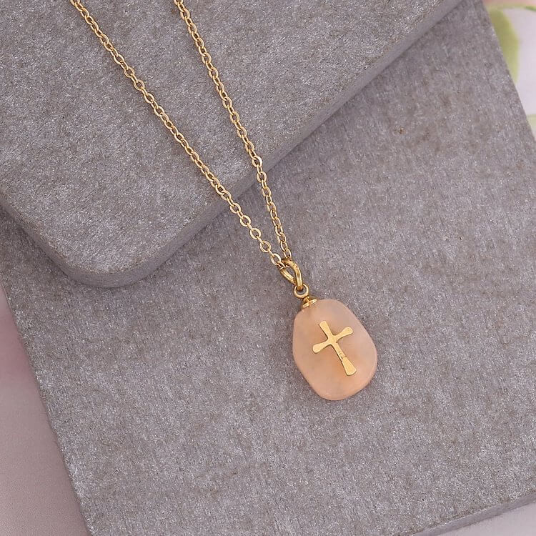 “Faith and Love" - Natural Crystal With Cross Necklace