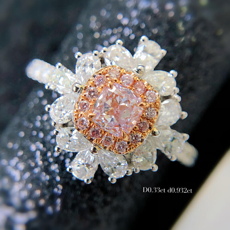 High-end Micro-inlaid High-carbon Diamond Jewelry Is Stunningly Beautiful Imitation Natural Argyle Pink Diamond Group Inlaid Ring