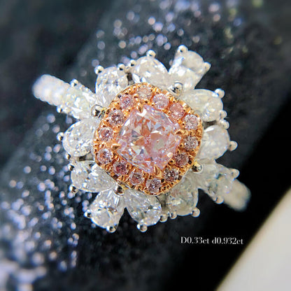 High-end Micro-inlaid High-carbon Diamond Jewelry Is Stunningly Beautiful Imitation Natural Argyle Pink Diamond Group Inlaid Ring