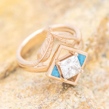 "Dakota" - Cushion Cut Moissanite Turquoise Ring