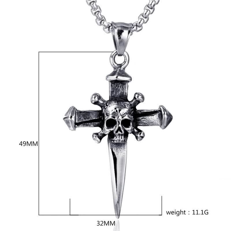 Men's Skull Cross Biker Necklace