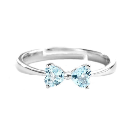 Aquamarine Heart-Shaped Zircon Ring