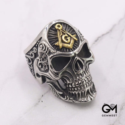 Stainless Steel Colorful AG Skull Ring