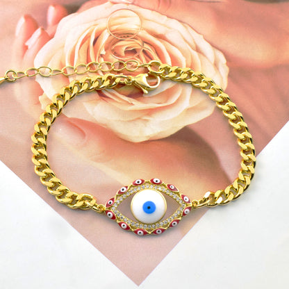 Golden Plating Evil Eye Cuban Link Bracelet