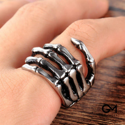 Old Punk Skull Palm Ring