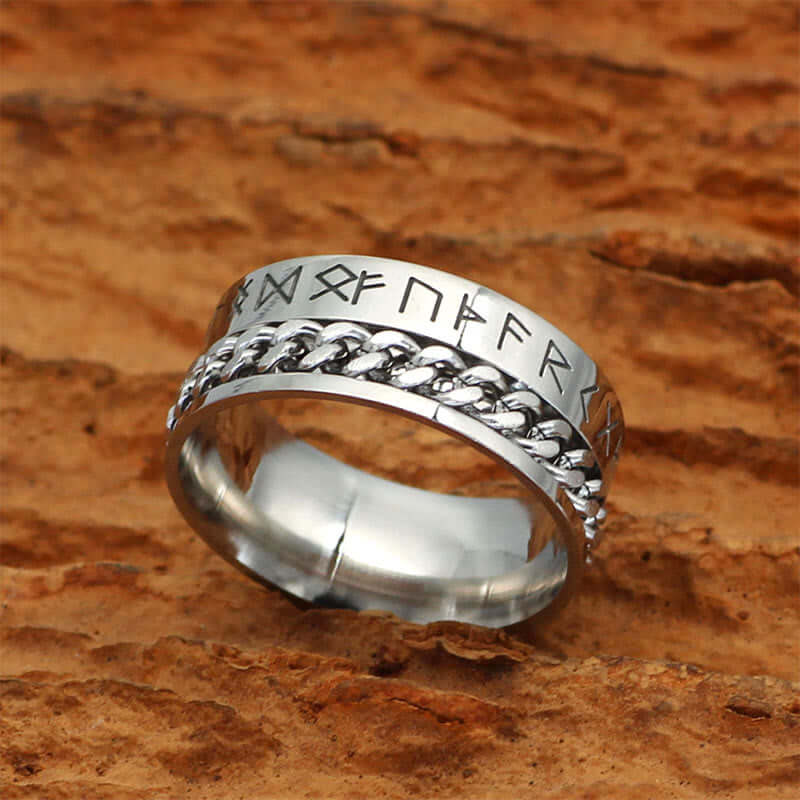 Viking Runic Rotating Chain Ring