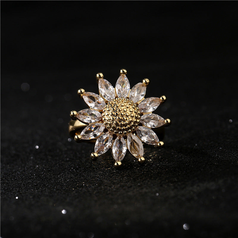 Sunflower Shape Full Stones Ring