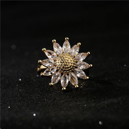 Sunflower Shape Full Stones Ring