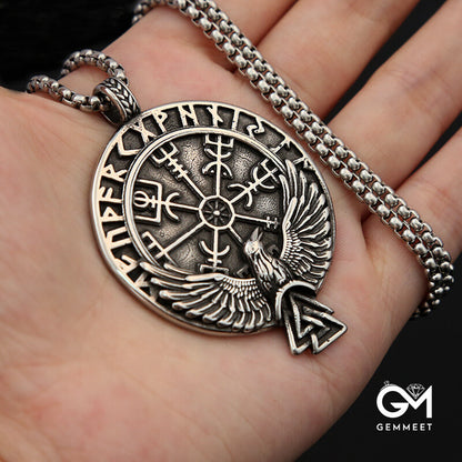 Titanium Steel Viking Rune Eagle Necklace