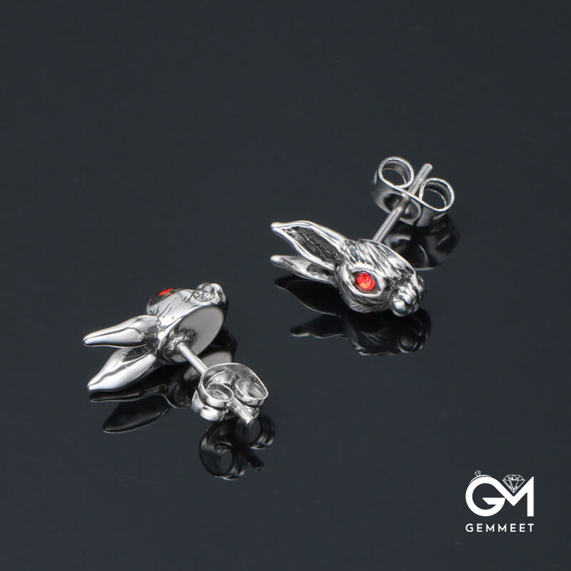 Titanium Steel Red Eye Rabbit Earrings