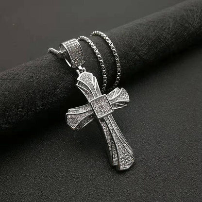 Hip Hop Full Zircon Gold Cross Pendant