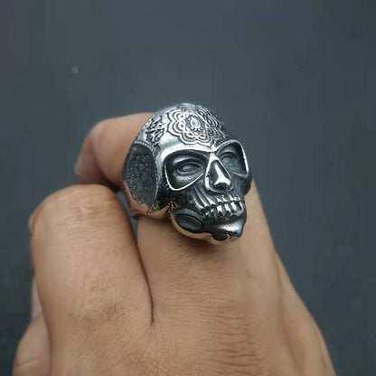 Halloween Retro Punk Carved Skull Domineering Men's Ring