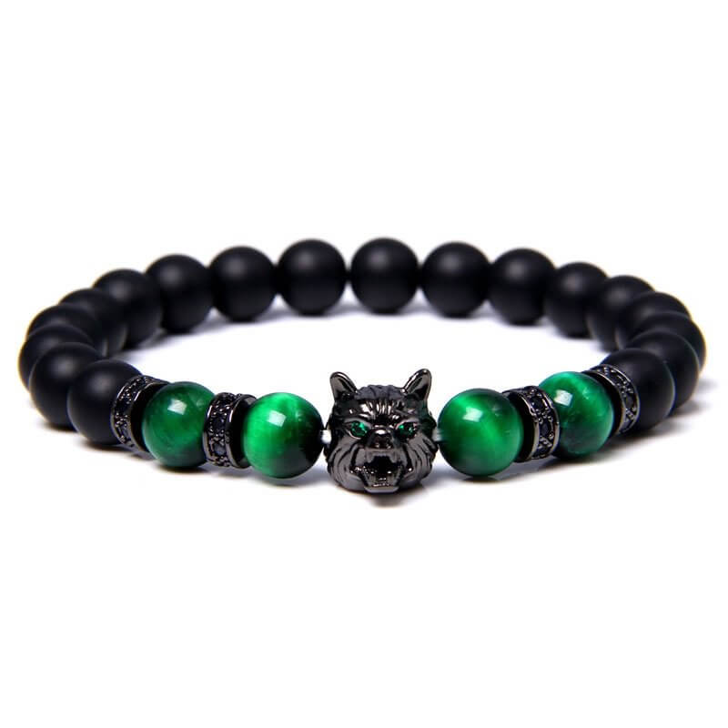 Dark Green Tiger Eye Wolf Bracelet