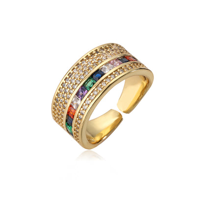 Color Stones Thick Band Ring