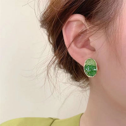 Navy Green Original Ombre Crystal Alloy Earrings