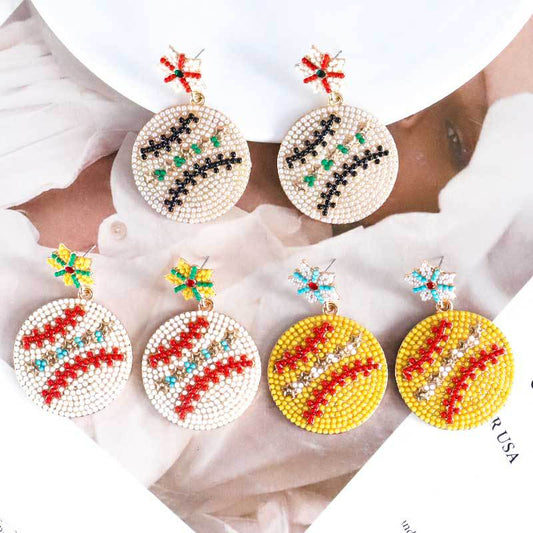 Casual Sports Style Baseball Bead Alloy Earrings