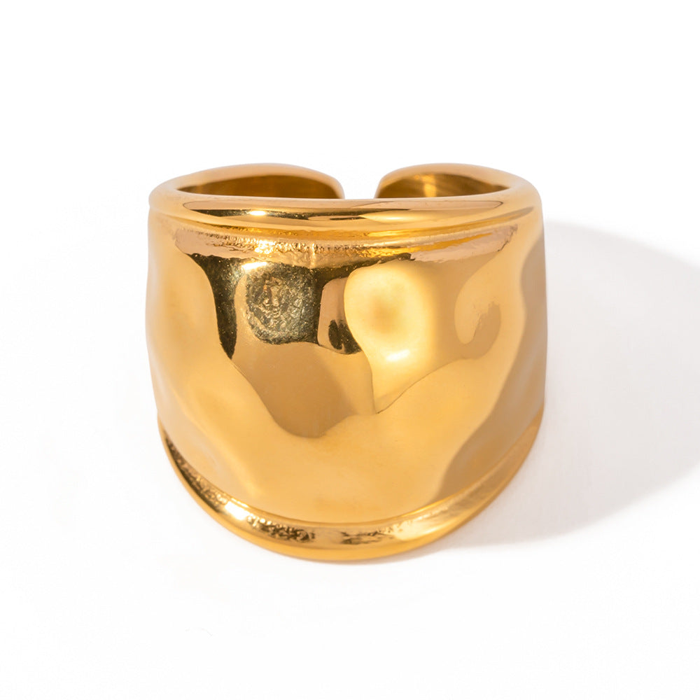 Gold Stainless Steel Lip Double-sided Ring