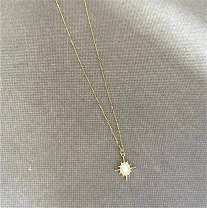 Opal White Zircon Northstar Dainty Star Necklace