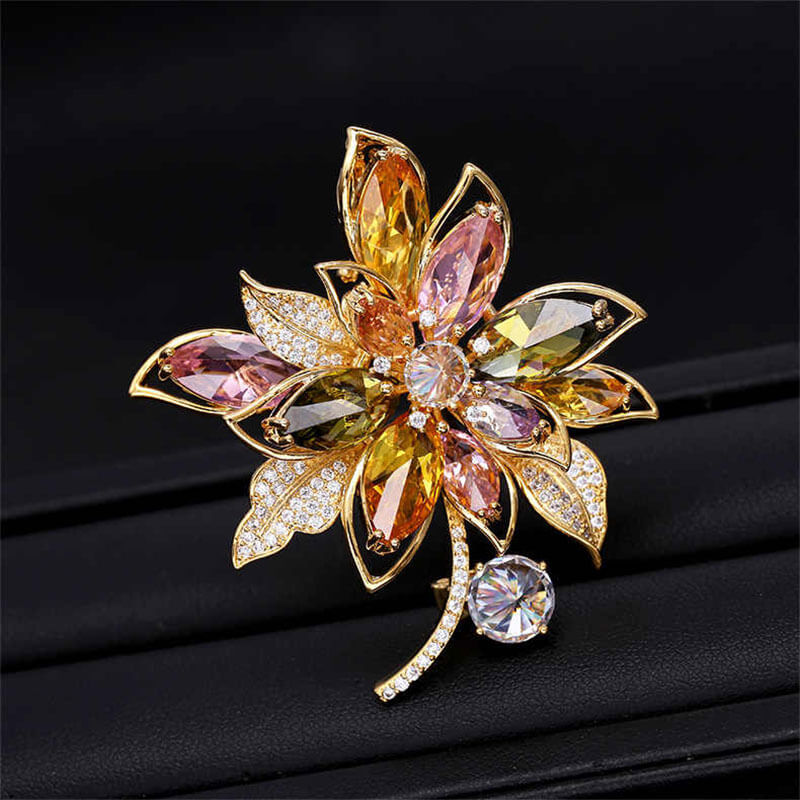 Luxury Hollow Design Multicolored Iris Brooch