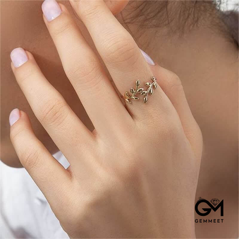 Olive Leaf Branch-Motif Ring