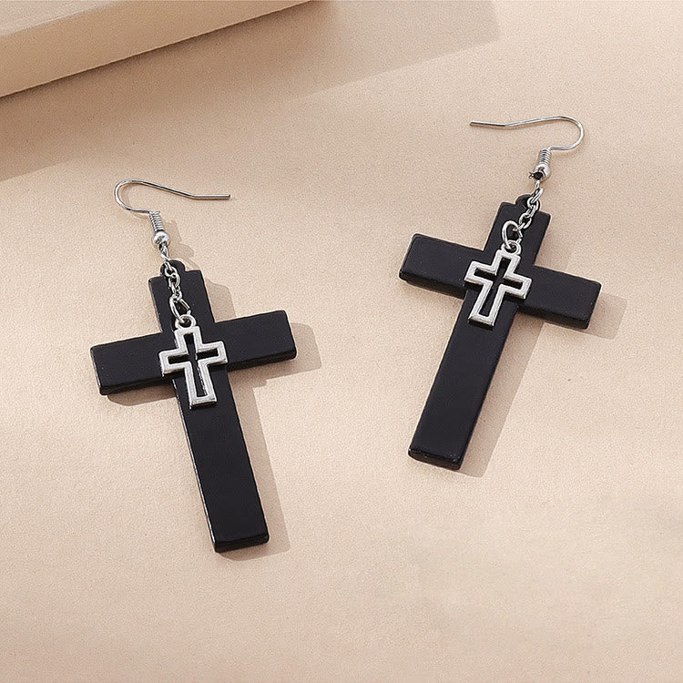 Punk Double Cross Acrylic Resin Earrings