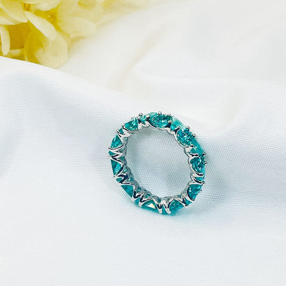 Simple Inlaid Light Blue Zircon Ring