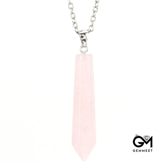 Pink Crystal Hexagon Pointy Pyramid Yoga Necklace