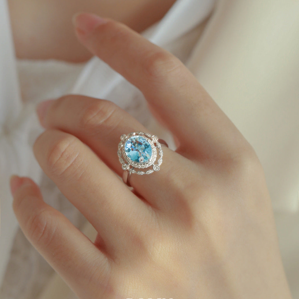 Ultra-Shiny Light Blue Topaz Ring