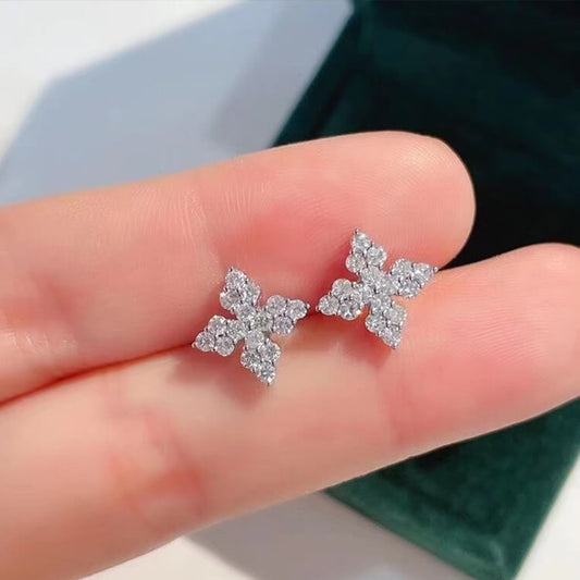 Fashion Simple Elegant Quatrefoil Zircon Earrings for Women