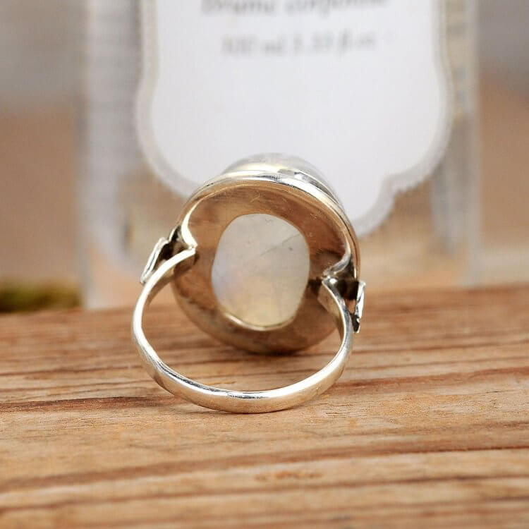 Bohemia Big Oval Cute Moonstone Adjustable Ring